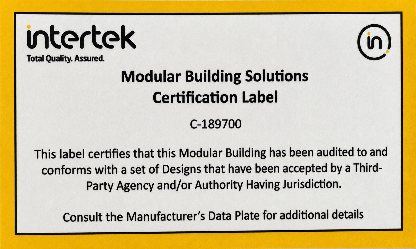 Intertek - Certification Label